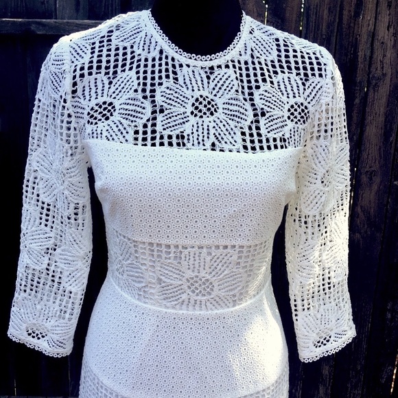 TRINA TURK floral Guipure lace midi dress size 2 - Picture 9 of 13